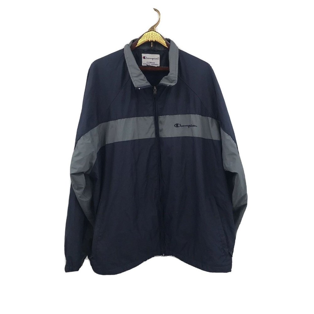 Champion Authentic Athletic Apparel Blue/Grey Nylon Full Zip Jacket Size XXL